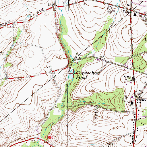 Topographic Map of Copeechan Pond, PA