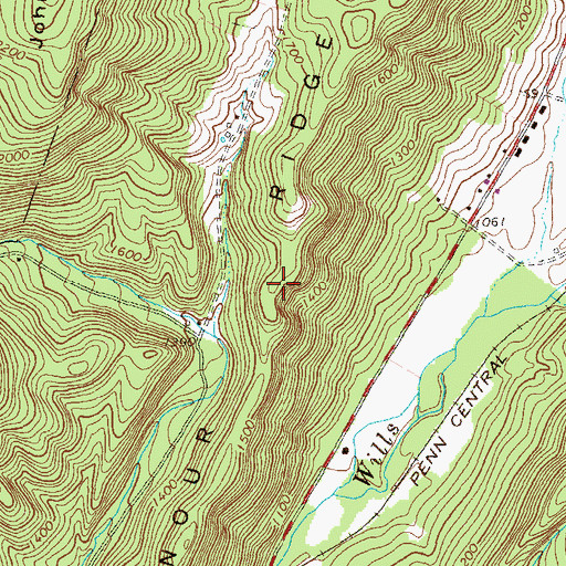 Topographic Map of Coughenour Ridge, PA