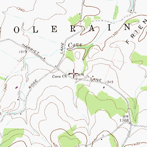 Topographic Map of Cove Church, PA