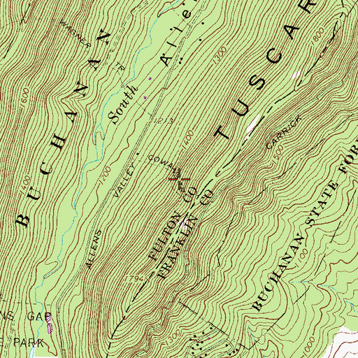 Topographic Map of Cowans Trail, PA