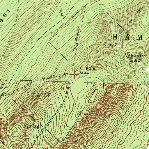 Topographic Map of Cradle Gap, PA