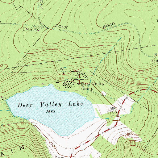 Topographic Map of Deer Valley Camp, PA