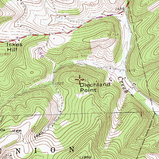 Topographic Map of Diechland Point, PA