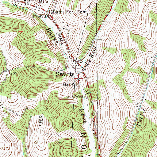 Topographic Map of Dille Run, PA
