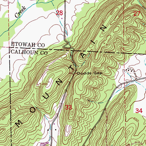 Topographic Map of Dodds Gap, AL