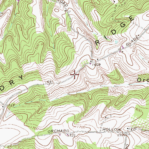Topographic Map of Dry Ridge, PA