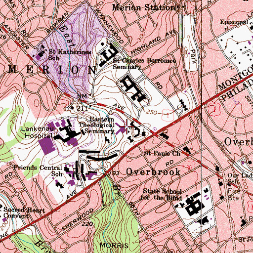 Topographic Map of Eastern Theological Seminary, PA