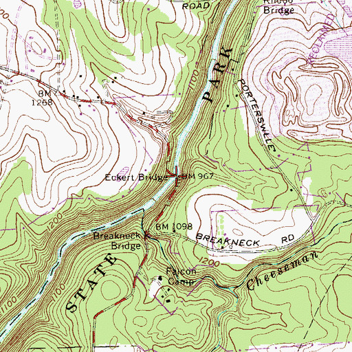 Topographic Map of Eckert Bridge, PA