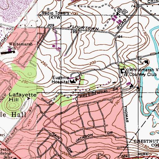 Topographic Map of Eugenia Hospital, PA