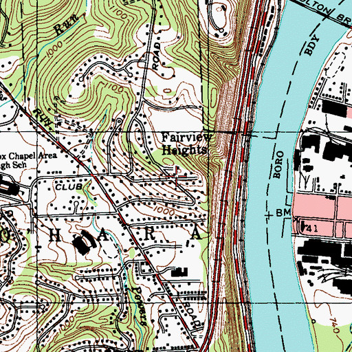 Topographic Map of Fairview Heights, PA