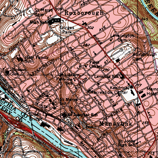 Topographic Map of Fairview School, PA