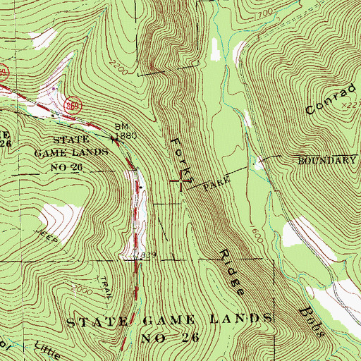 Topographic Map of Forks Ridge, PA