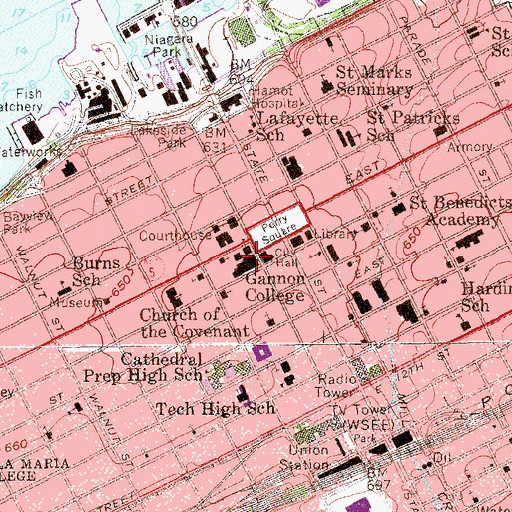 Topographic Map of Gannon University, PA
