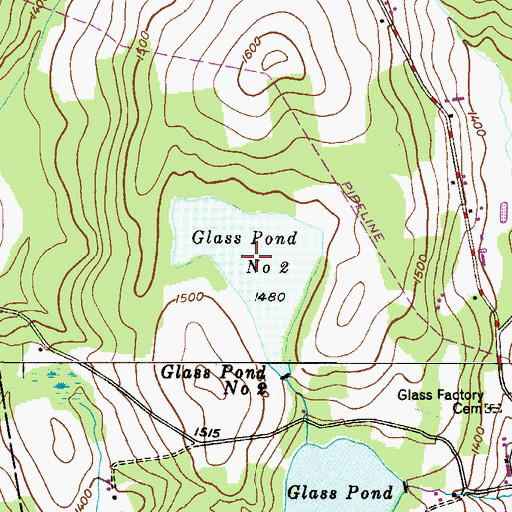 Topographic Map of Glass Pond Number Two, PA