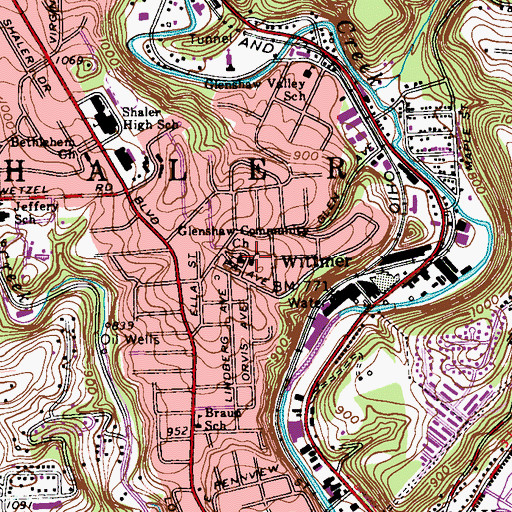 Topographic Map of Glenshaw Community Church, PA