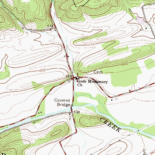 Topographic Map of Gods Missionary Church, PA