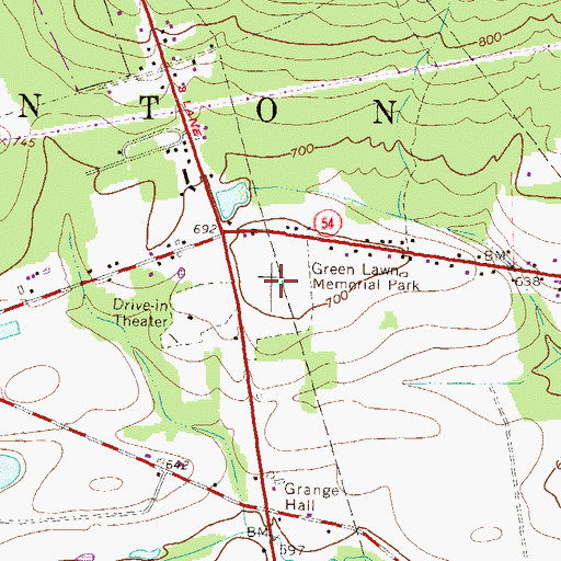 Topographic Map of Green Lawn Memorial Park, PA