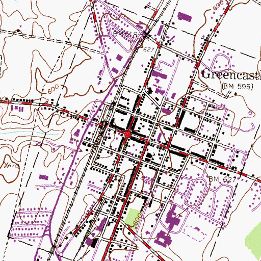 Topographic Map of Greencastle, PA