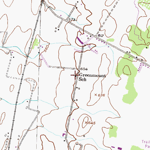 Topographic Map of Greenmount School, PA