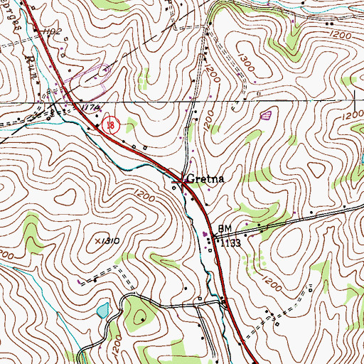 Topographic Map of Gretna, PA