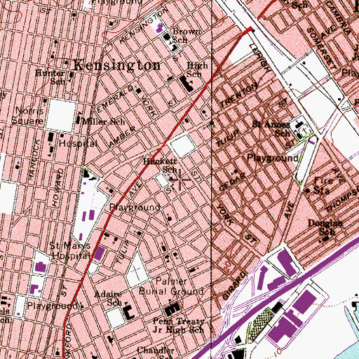 Topographic Map of Hackett School, PA