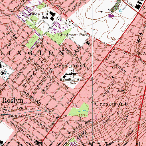 Topographic Map of Hamilton Avenue School (historical), PA