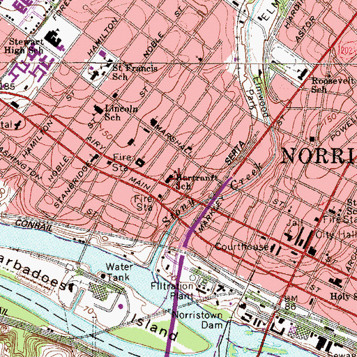 Topographic Map of Hartranft School, PA