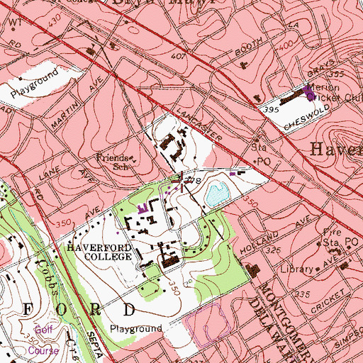 Topographic Map of Haverford College, PA