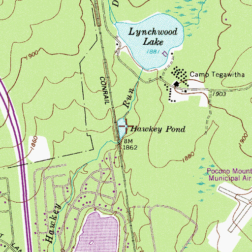 Topographic Map of Hawkey Pond, PA