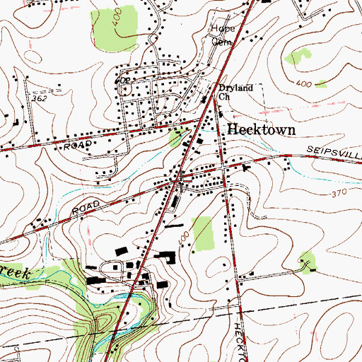 Topographic Map of Hecktown, PA
