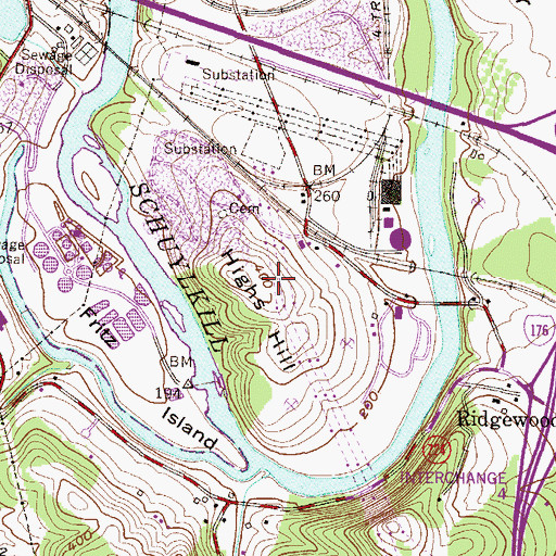 Topographic Map of Highs Hill, PA