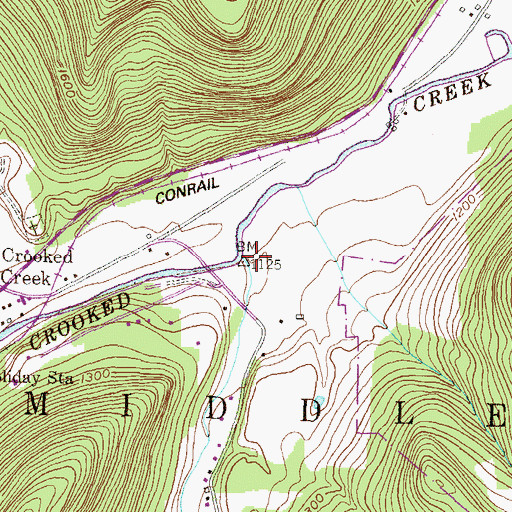 Topographic Map of Hills Creek, PA