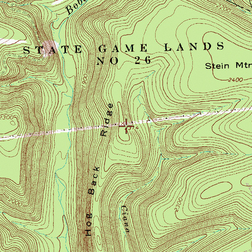 Topographic Map of Hog Back Ridge, PA