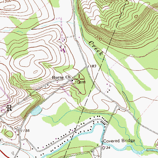 Topographic Map of Horne Church, PA