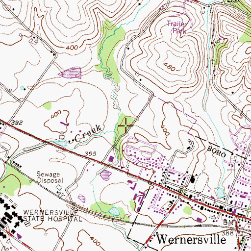 Topographic Map of Hospital Creek, PA