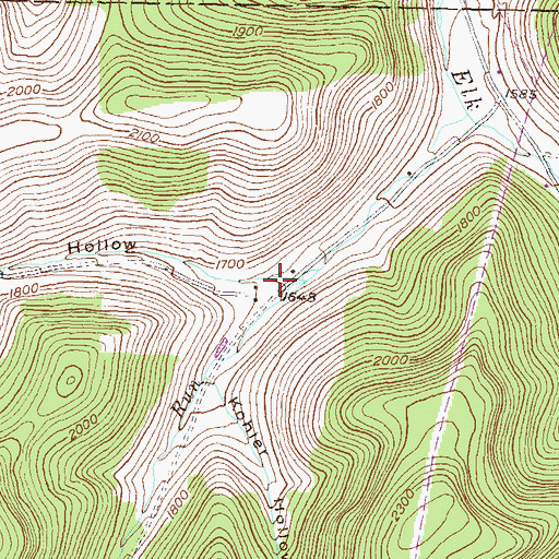 Topographic Map of Hubers Hollow, PA