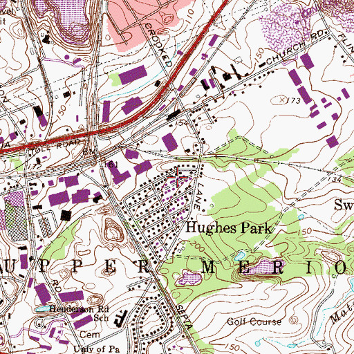 Topographic Map of Hughes Park, PA