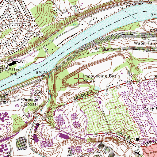 Topographic Map of Impounding Basin Number Twenty-Two, PA