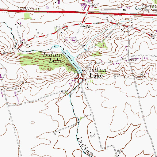 Topographic Map of Indian Lake, PA