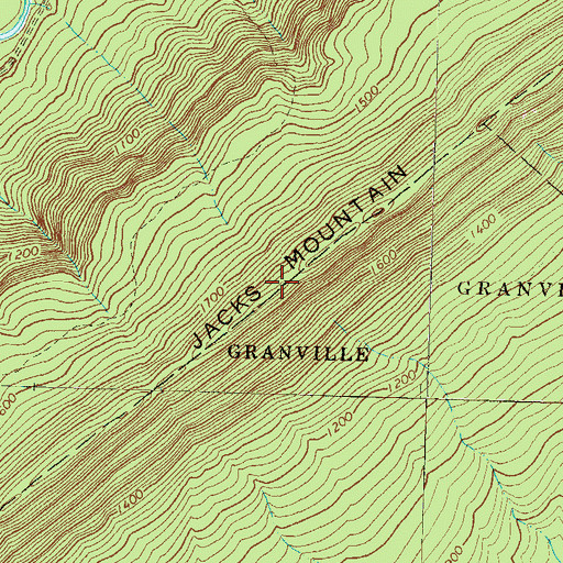 Topographic Map of Jacks Mountain, PA