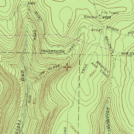 Topographic Map of Jim Close Trail, PA