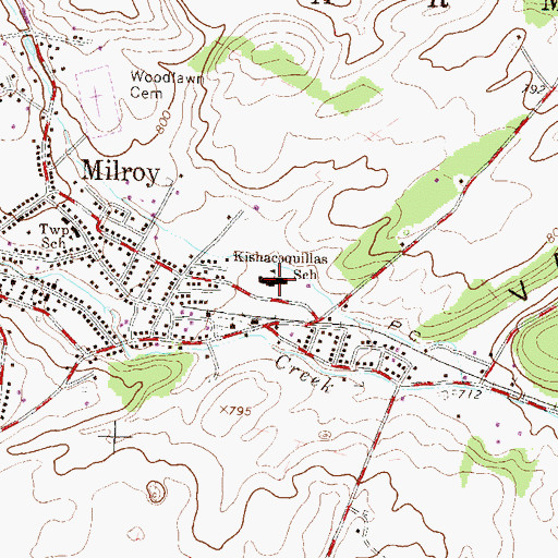 Topographic Map of Kishacoquillas School, PA