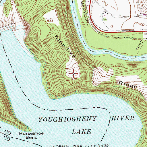 Topographic Map of Klondike Ridge, PA
