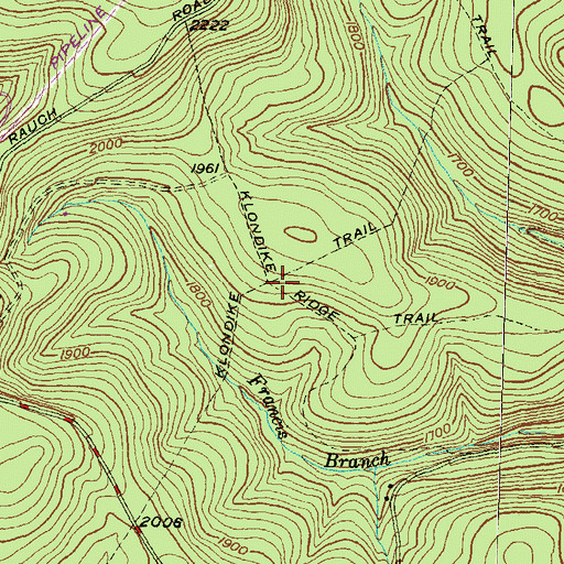 Topographic Map of Klondike Ridge Trail, PA