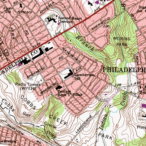 Topographic Map of Lamberton School, PA