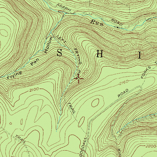 Topographic Map of Left Frying Pan Trail, PA