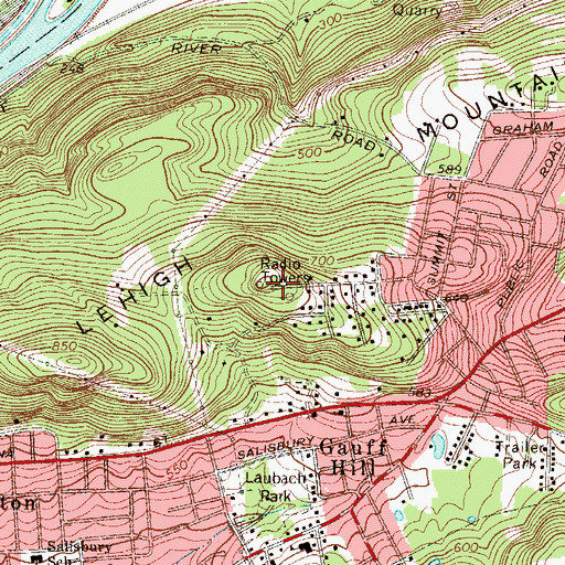 Topographic Map of Lehigh Mountain, PA