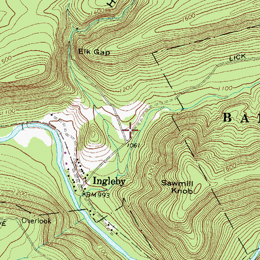 Topographic Map of Lick Hollow, PA