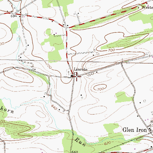 Topographic Map of Lincoln Church, PA