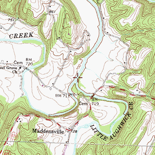 Topographic Map of Little Aughwick Creek, PA